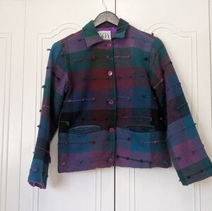 KEREN hart Multicolor Plaid Blazer Jacket - Purple, Green, Blue